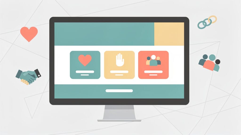 Nonprofit website UI layout with welcoming flat design